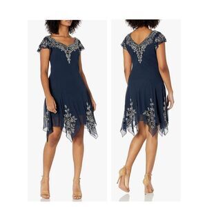 J Kara Women's Petite Hanky Hem Short Cocktail Dress